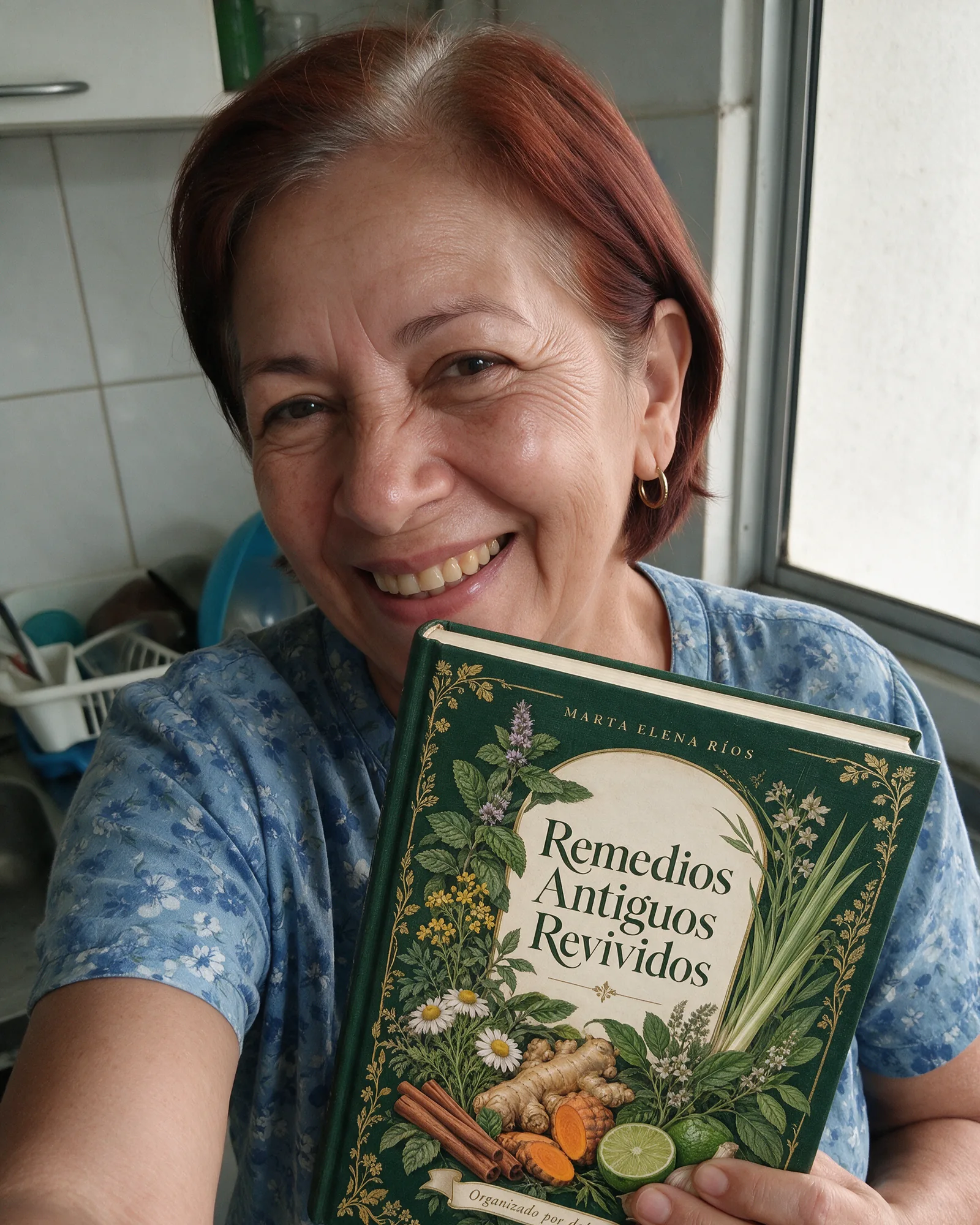 Luz Marina, 63 años, con el libro en las manos