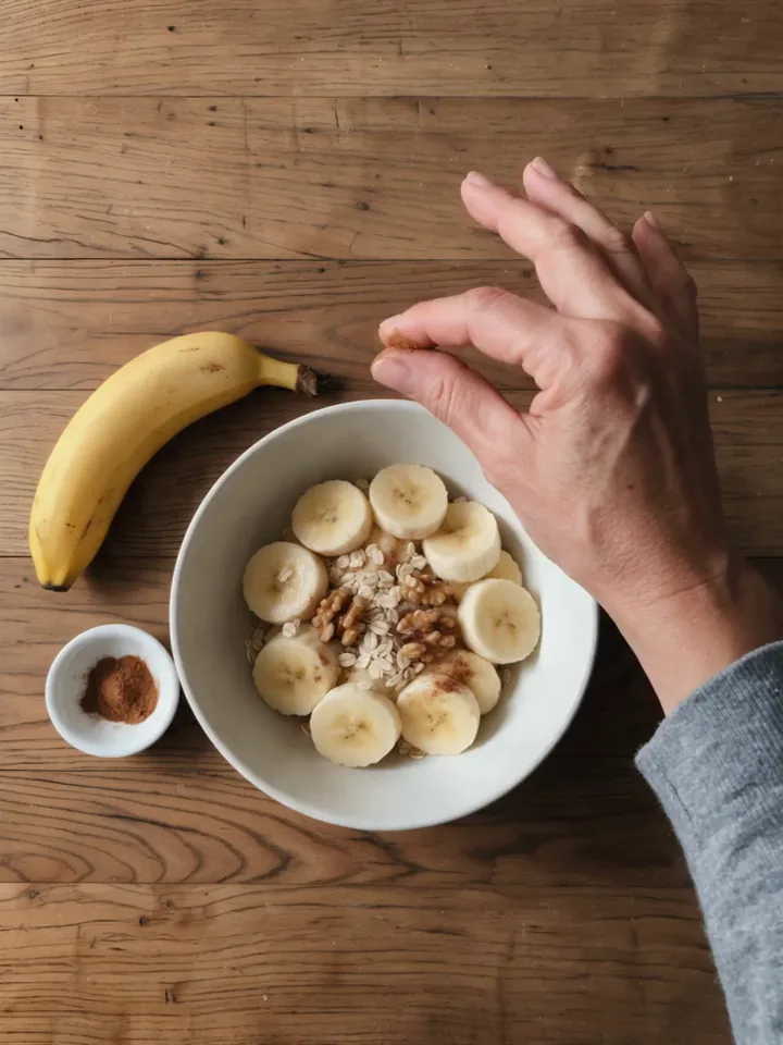 Cae la pizca de canela sobre el banano